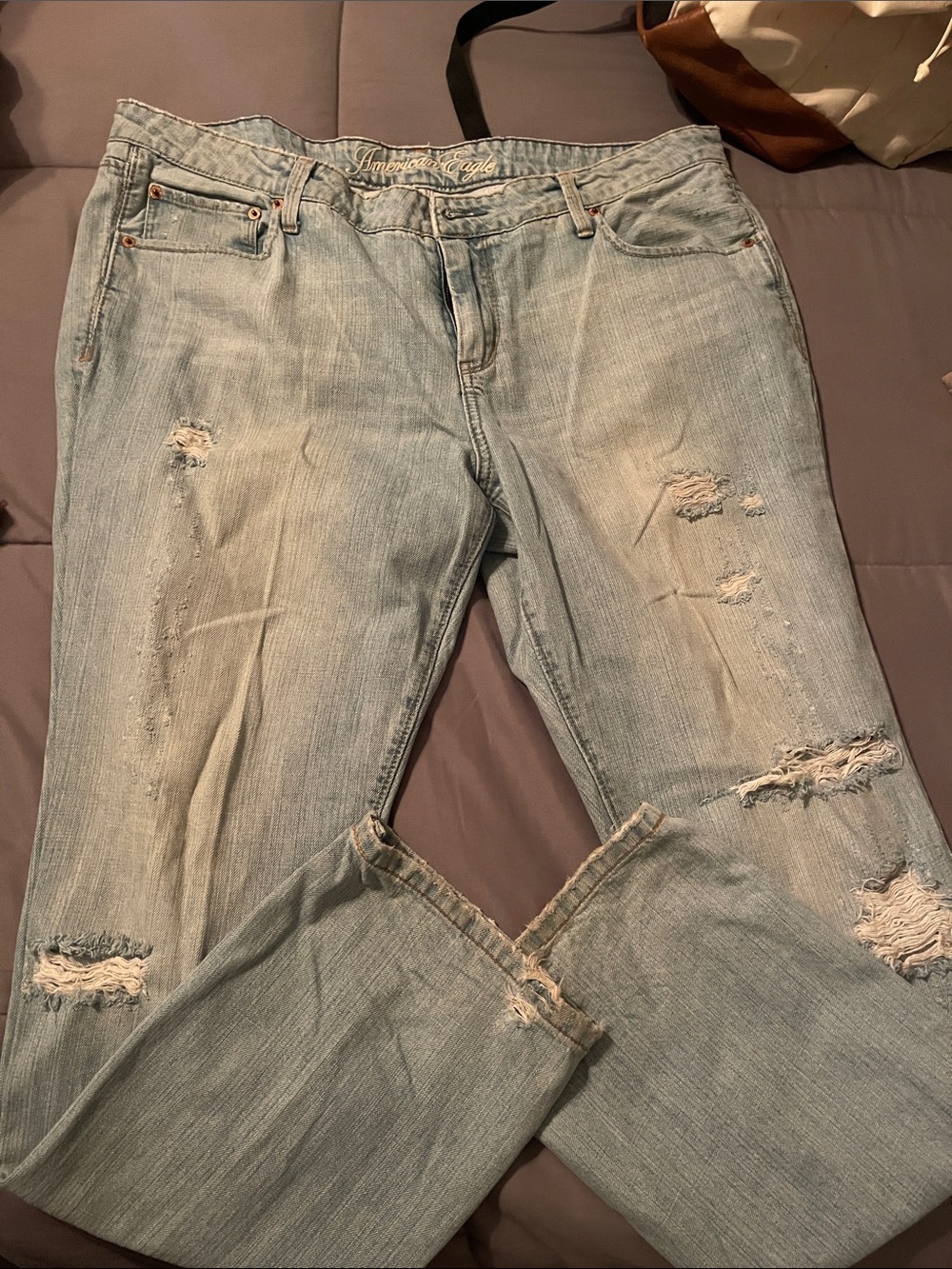 American Eagle Outfitters Light Blue Distressed Boyfriend Jeans